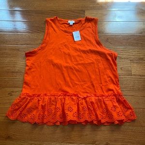 J. Crew lace hem peplum top